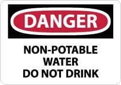 NMC - "Danger - Non-Potable Water - Do Not Drink", 10" Long x 14" Wide, Rigid Plastic Safety Sign - Rectangle, 0.05" Thick, Use for Accident Prevention - Exact Tool & Supply