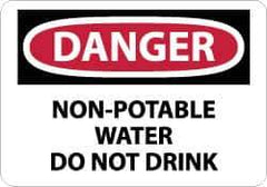 NMC - "Danger - Non-Potable Water - Do Not Drink", 10" Long x 14" Wide, Rigid Plastic Safety Sign - Rectangle, 0.05" Thick, Use for Accident Prevention - Exact Tool & Supply