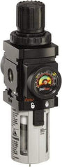 ARO/Ingersoll-Rand - 1/8" NPT Port Miniature 1 Piece Filter/Regulator FRL Unit - Polycarbonate Bowl, 43 SCFM, 150 Max psi, 6.2" High x 1.575" Long, Manual Drain - Exact Tool & Supply
