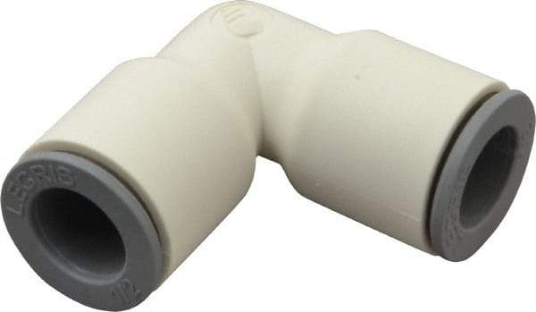 Parker - 1/2" OD, Bio-Sourced Nylon 11 Push-to-Connect Union Elbow - 160 Max psi, White - Exact Tool & Supply