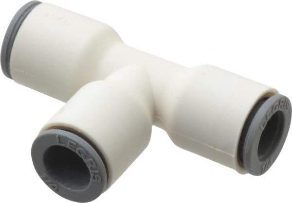 Parker - 1/4" OD, Bio-Sourced Nylon 11 Push-to-Connect Union Tee - 230 Max psi, White - Exact Tool & Supply