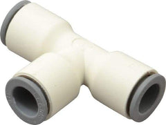Parker - 3/8" OD, Bio-Sourced Nylon 11 Push-to-Connect Union Tee - 160 Max psi, White - Exact Tool & Supply