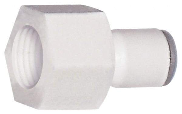 Parker - 3/8" OD, 3/8 NPTF, Bio-Sourced Nylon 11 Push-to-Connect Female Connector - 190 Max psi, White - Exact Tool & Supply