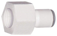 Parker - 3/8" OD, 3/8 NPTF, Bio-Sourced Nylon 11 Push-to-Connect Female Connector - 190 Max psi, White - Exact Tool & Supply