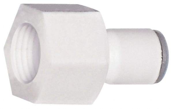 Parker - 1/4" OD, 7/16-24 UNS, Bio-Sourced Nylon 11 Push-to-Connect Faucet Connector UNS Thread - 230 Max psi, White - Exact Tool & Supply