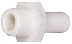 Parker - 3/8" OD, 1/4 NPTF, Bio-Sourced Nylon 11 Push-to-Connect Stem Adapter - 190 Max psi, White - Exact Tool & Supply