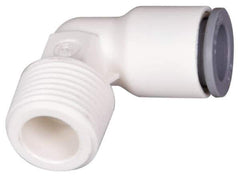 Parker - 3/8" OD, 3/8 NPTF, Bio-Sourced Nylon 11 Push-to-Connect Male Elbow - 190 Max psi, White - Exact Tool & Supply