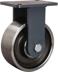 Hamilton - 8" Diam x 3" Wide x 10-1/2" OAH Top Plate Mount Rigid Caster - Forged Steel, 4,800 Lb Capacity, Tapered Roller Bearing, 5-1/4 x 7-1/4" Plate - Exact Tool & Supply
