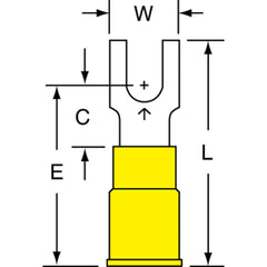 3M - #8 Stud, 12 to 10 AWG Compatible, Partially Insulated, Crimp Connection, Block Fork Terminal - Exact Tool & Supply