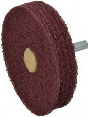 Merit Abrasives - 3" Diam, Medium Mounted Scrubber Buffing Wheel - 3 Ply, Very Fine Grade, 1/4" Shank Diam, 8,000 RPM - Exact Tool & Supply
