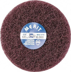Merit Abrasives - 4" Diam, Medium Mounted Scrubber Buffing Wheel - 2 Ply, Medium Grade, 1/4" Shank Diam, 6,000 RPM - Exact Tool & Supply