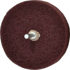 Merit Abrasives - 4" Diam, Medium Mounted Scrubber Buffing Wheel - 3 Ply, Very Fine Grade, 1/4" Shank Diam, 6,000 RPM - Exact Tool & Supply
