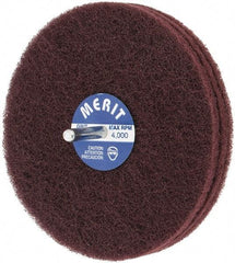 Merit Abrasives - 5" Diam, Medium Mounted Scrubber Buffing Wheel - 3 Ply, Very Fine Grade, 1/4" Shank Diam, 4,000 RPM - Exact Tool & Supply