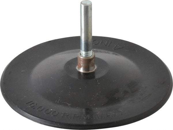 Merit Abrasives - 4" Diam Adhesive/PSA Disc Backing Pad - 1/4" Shank Diam, 6,000 RPM - Exact Tool & Supply
