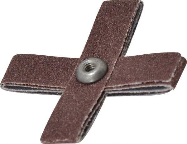 Merit Abrasives - 80 Grit, Medium Grade, Aluminum Oxide Cross Pad - 2-1/4" Long x 2-1/4" Wide x 1/2" Thick, 8 Ply, 18,000 Max RPM - Exact Tool & Supply