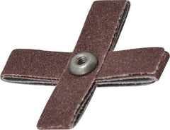 Merit Abrasives - 80 Grit, Medium Grade, Aluminum Oxide Cross Pad - 2-1/4" Long x 2-1/4" Wide x 1/2" Thick, 8 Ply, 18,000 Max RPM - Exact Tool & Supply