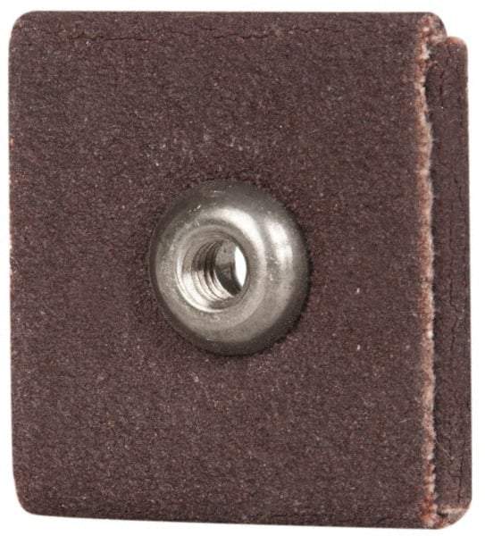 Merit Abrasives - 120 Grit, Fine Grade, Aluminum Oxide Square Pad - 1" Long x 1" Wide x 1" Thick, 1 Ply, 25,000 Max RPM - Exact Tool & Supply