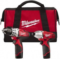 Milwaukee Tool - 12 Volt Cordless Tool Combination Kit - Includes 1/4" Hex Impact Driver & 3/8" Drill/Driver, 2 Lithium-Ion Batteries Included - Exact Tool & Supply