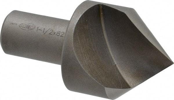 Keo - 1-1/2" Head Diam, 3/4" Shank Diam, 1 Flute 82° High Speed Steel Countersink - Bright Finish, 2-7/8" OAL, Single End, Straight Shank, Right Hand Cut - Exact Tool & Supply