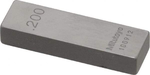 Mitutoyo - 0.2" Rectangular Steel Gage Block - Accuracy Grade 0, Includes Certificate of Inspection - Exact Tool & Supply