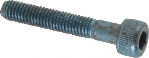 Metric Blue - M5x0.80 Metric Coarse Hex Socket Drive, Socket Cap Screw - Grade 12.9 Alloy Steel, Metric Blue Finish, Partially Threaded, 30mm Length Under Head - Exact Tool & Supply