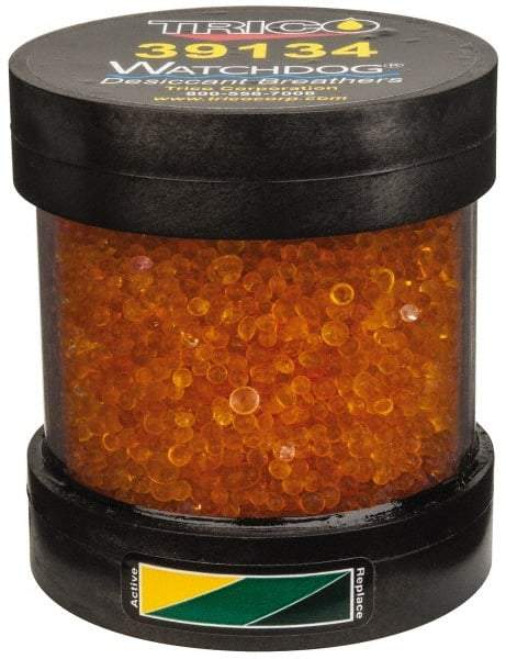 Trico - 1/2 Thread, 3-1/4" Diam, 3-1/4" High, 10 CFM Air Flow, ABS Plastic and Impact Modified Acrylic Dessicant Breather - -28.89 to 93.33°C, FNPT - Exact Tool & Supply