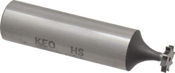 Keo - 5/16" Diam x 1/16" Face Width, High Speed Steel, 8 Teeth, Shank Connection Woodruff Keyseat Cutter - Uncoated, 2-1/16" OAL x 1/2" Shank, Straight Teeth, ANSI 202-1/2, Old Standard 206 - Exact Tool & Supply