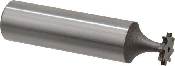 Keo - 3/8" Diam x 1/16" Face Width, High Speed Steel, 8 Teeth, Shank Connection Woodruff Keyseat Cutter - Uncoated, 2-1/16" OAL x 1/2" Shank, Straight Teeth, ANSI 203, Old Standard 211 - Exact Tool & Supply