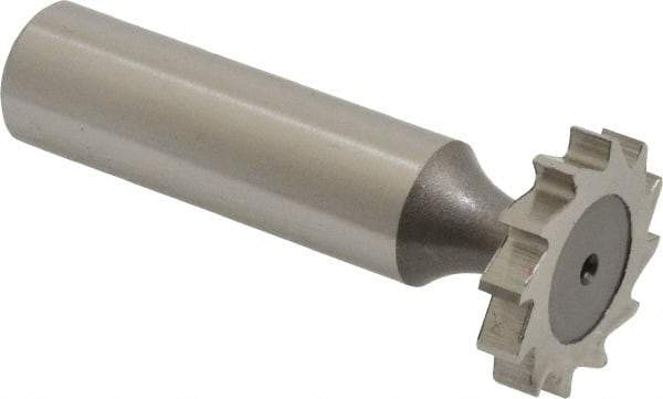 Keo - 7/8" Diam x 5/32" Face Width, High Speed Steel, 12 Teeth, Shank Connection Woodruff Keyseat Cutter - Uncoated, 2-5/32" OAL x 1/2" Shank, Straight Teeth, ANSI 507, Old Standard 10 - Exact Tool & Supply