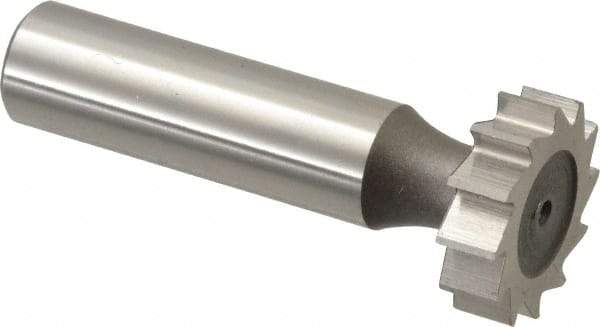 Keo - 7/8" Diam x 1/4" Face Width, High Speed Steel, 12 Teeth, Shank Connection Woodruff Keyseat Cutter - Uncoated, 2-1/4" OAL x 1/2" Shank, Straight Teeth, ANSI 807, Old Standard A - Exact Tool & Supply