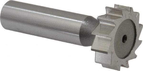 Keo - 1" Diam x 5/16" Face Width, High Speed Steel, 12 Teeth, Shank Connection Woodruff Keyseat Cutter - Uncoated, 2-5/16" OAL x 1/2" Shank, Straight Teeth, ANSI 1008, Old Standard B - Exact Tool & Supply
