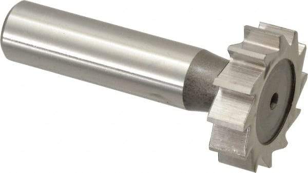Keo - 1-1/8" Diam x 5/16" Face Width, High Speed Steel, 12 Teeth, Shank Connection Woodruff Keyseat Cutter - Uncoated, 2-5/16" OAL x 1/2" Shank, Straight Teeth, ANSI 1009, Old Standard C - Exact Tool & Supply