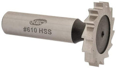 Keo - 1-1/4" Diam x 3/16" Face Width, High Speed Steel, 14 Teeth, Shank Connection Woodruff Keyseat Cutter - Uncoated, 2-3/16" OAL x 1/2" Shank, Straight Teeth, ANSI 610, Old Standard 19 - Exact Tool & Supply