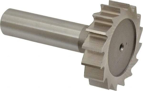 Keo - 1-1/2" Diam x 3/8" Face Width, High Speed Steel, 16 Teeth, Shank Connection Woodruff Keyseat Cutter - Uncoated, 2-3/8" OAL x 1/2" Shank, Straight Teeth, ANSI 1212, Old Standard G - Exact Tool & Supply
