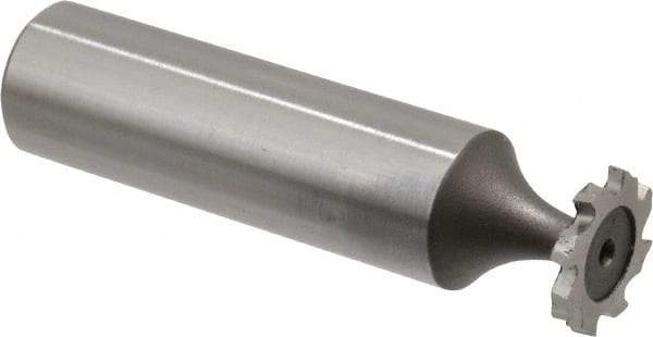 Keo - 1/2" Diam x 1/16" Face Width, High Speed Steel, 8 Teeth, Shank Connection Woodruff Keyseat Cutter - Uncoated, 2-1/16" OAL x 1/2" Shank, Staggered Teeth, ANSI 204, Old Standard 1 - Exact Tool & Supply