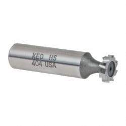 Keo - 1/2" Diam x 1/8" Face Width, High Speed Steel, 8 Teeth, Shank Connection Woodruff Keyseat Cutter - Uncoated, 2-1/8" OAL x 1/2" Shank, Staggered Teeth, ANSI 404, Old Standard 3 - Exact Tool & Supply