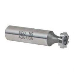 Keo - 1/2" Diam x 1/8" Face Width, High Speed Steel, 8 Teeth, Shank Connection Woodruff Keyseat Cutter - Uncoated, 2-1/8" OAL x 1/2" Shank, Staggered Teeth, ANSI 404, Old Standard 3 - Exact Tool & Supply