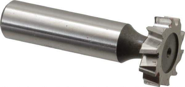 Keo - 7/8" Diam x 7/32" Face Width, High Speed Steel, 10 Teeth, Shank Connection Woodruff Keyseat Cutter - Uncoated, 2-7/32" OAL x 1/2" Shank, Staggered Teeth, ANSI 707, Old Standard 12 - Exact Tool & Supply