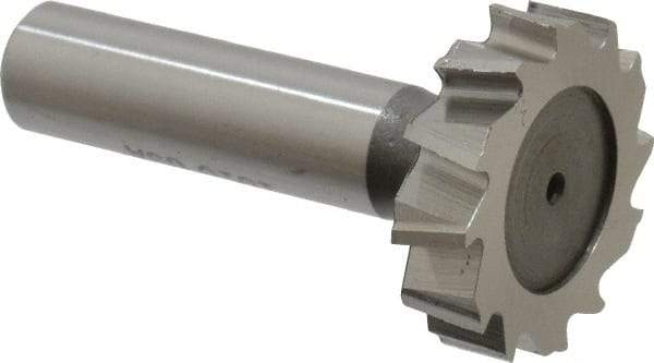 Keo - 1-1/4" Diam x 5/16" Face Width, High Speed Steel, 12 Teeth, Shank Connection Woodruff Keyseat Cutter - Uncoated, 2-5/16" OAL x 1/2" Shank, Staggered Teeth, ANSI 1010, Old Standard D - Exact Tool & Supply