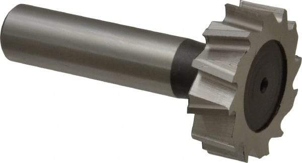 Keo - 1-1/4" Diam x 3/8" Face Width, High Speed Steel, 12 Teeth, Shank Connection Woodruff Keyseat Cutter - Uncoated, 2-3/8" OAL x 1/2" Shank, Staggered Teeth, ANSI 1210, Old Standard E - Exact Tool & Supply