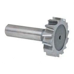 Keo - 1-1/2" Diam x 3/8" Face Width, High Speed Steel, 14 Teeth, Shank Connection Woodruff Keyseat Cutter - Uncoated, 2-3/8" OAL x 1/2" Shank, Staggered Teeth, ANSI 1212, Old Standard G - Exact Tool & Supply