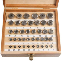 Keo - 1/4 to 1-1/2" Cutting Diam, Staggered Tooth Configuration, Woodruff and Keyseat Cutter Set - 202 to 1212 ANSI, High Speed Steel, 41 Pieces - Exact Tool & Supply