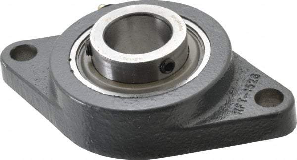 Browning - 1-1/4" ID, 6-1/8" OAL x 3-5/8" OAH 2-Bolt Flange - 3,493 Lb Static Cap, 5,782 Lb Dyn Cap, 5-1/8" Btw Mnt Hole Ctrs, Cast Iron - Exact Tool & Supply