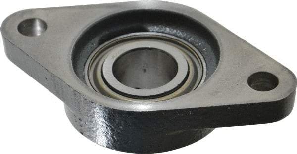 Browning - 1" ID, 4-7/8" OAL x 2-3/4" OAH 2-Bolt Flange - 1,651 Lb Static Cap, 2,801 Lb Dyn Cap, 3-57/64" Btw Mnt Hole Ctrs, Cast Iron - Exact Tool & Supply