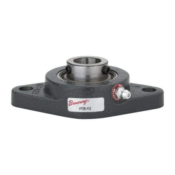 Browning - 3/4" ID, 4-13/32" OAL x 2-1/2" OAH 2-Bolt Flange - 1,444 Lb Static Cap, 2,611 Lb Dyn Cap, 3-17/32" Btw Mnt Hole Ctrs, Cast Iron - Exact Tool & Supply