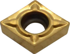 Seco - CCMT21.50.5 F1 Grade TS2000 Carbide Turning Insert - TiAlN/TiN Finish, 80° Diamond, 1/4" Inscr Circle, 3/32" Thick, 0.0078" Corner Radius - Exact Tool & Supply