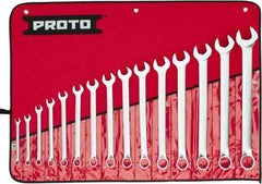 Proto - 15 Piece, 5/16 to 1-1/4", Combination Wrench Set - Inch System of Measurement, Satin Finish, Comes in Nylon Roll - Exact Tool & Supply