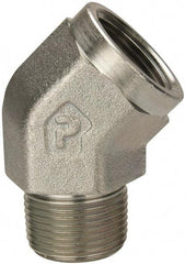 Parker - 1 Male Thread x 1 Female Thread, Zinc Plated Steel Industrial Pipe 45° Street Elbow - MNPTF x FNPTF, 1,800 psi - Exact Tool & Supply