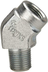 Parker - 1/8 Male Thread x 1/8 Female Thread, Zinc Plated Steel Industrial Pipe 45° Street Elbow - MNPTF x FNPTF, 5,000 psi - Exact Tool & Supply