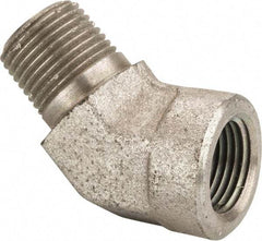 Parker - 3/8 Male Thread x 3/8 Female Thread, Zinc Plated Steel Industrial Pipe 45° Street Elbow - MNPTF x FNPTF, 4,500 psi - Exact Tool & Supply